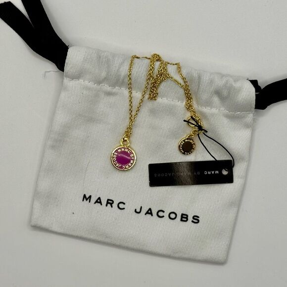 Marc Jacobs Gold Pink Necklace Minimalist Charm - Picture 3 of 3